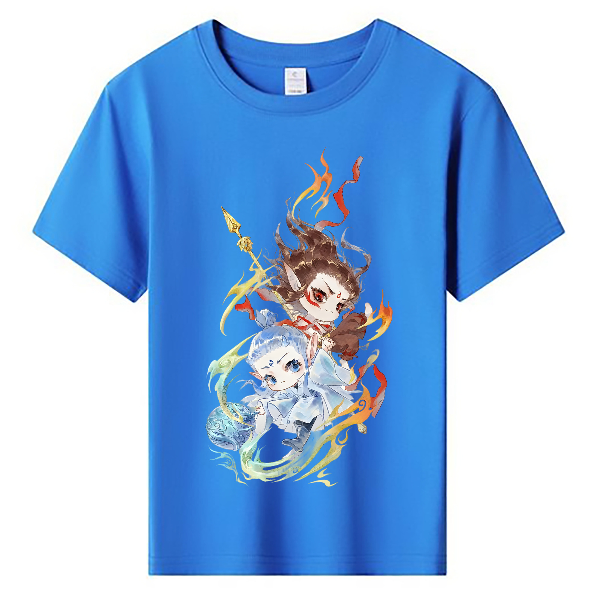 （画像用） Ne Zha 2 ナタ 魔童の大暴れ 綿100％キッズTシャツ（フロントプリント）